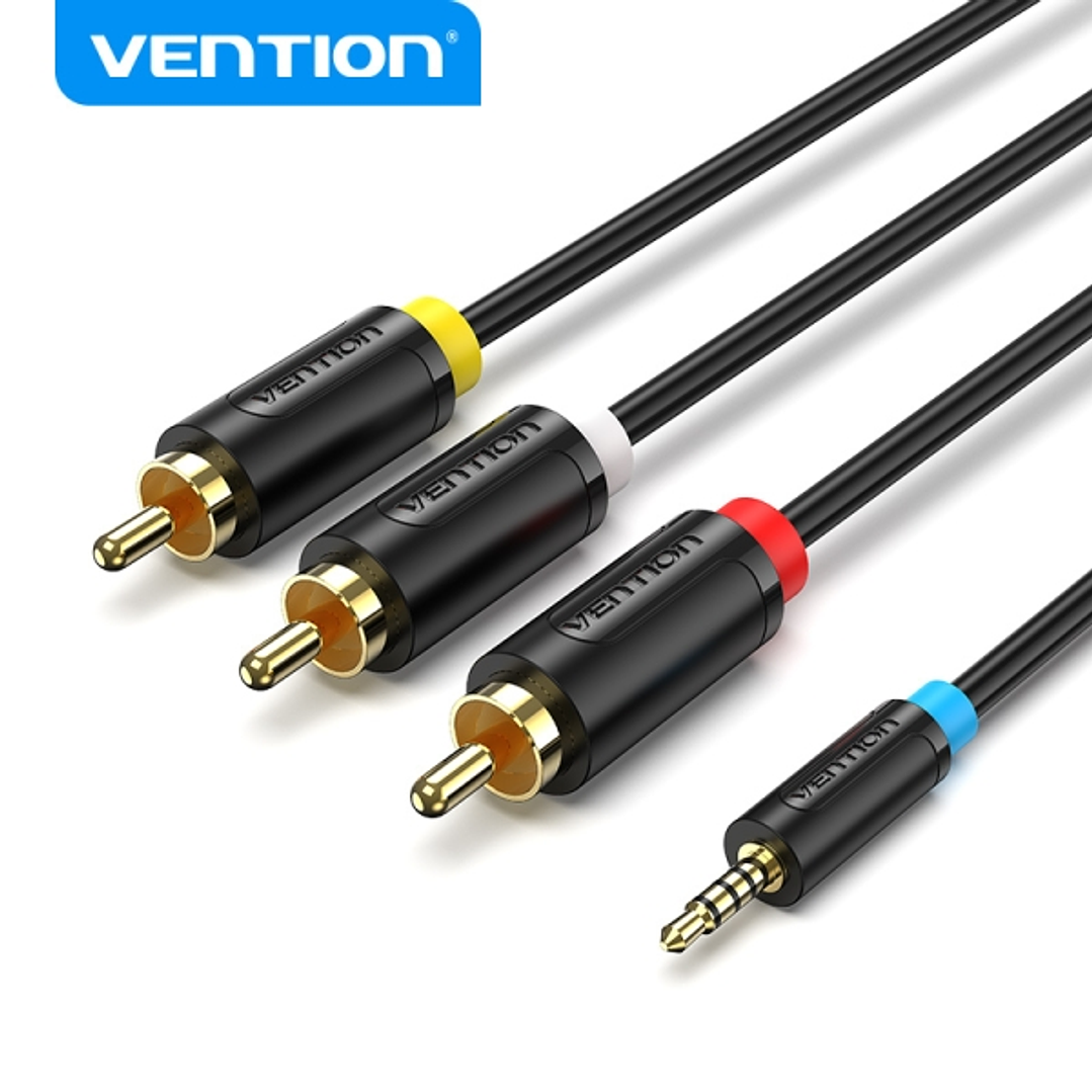 Vention Cable Jack 2.5 mm a 3 RCA - Conexion Versatil - Compatible con TV Antiguas - Color Negro 1