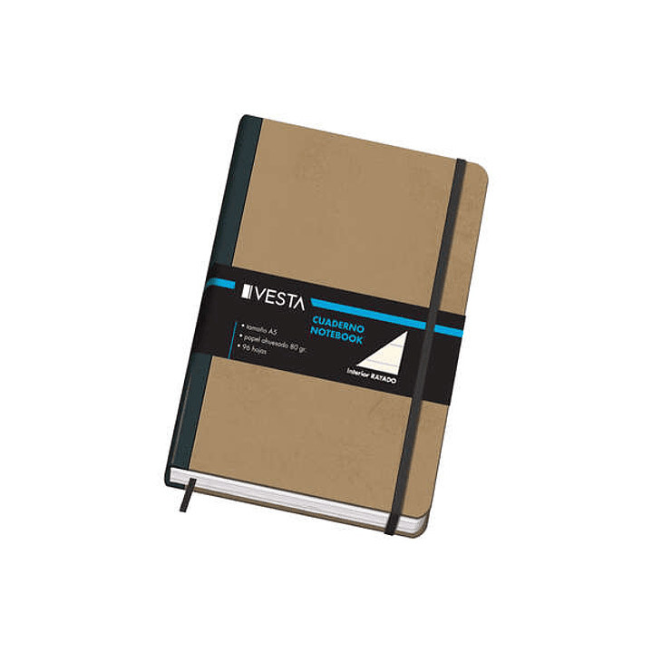 Dohe Cuaderno Cartone con Puntas Redondeadas - 96 Hojas de Papel Ahuesado de 80gr - Tapa en Tres Piezas con Lomera de Tela - Cierre de Gomas y Cinta d 1