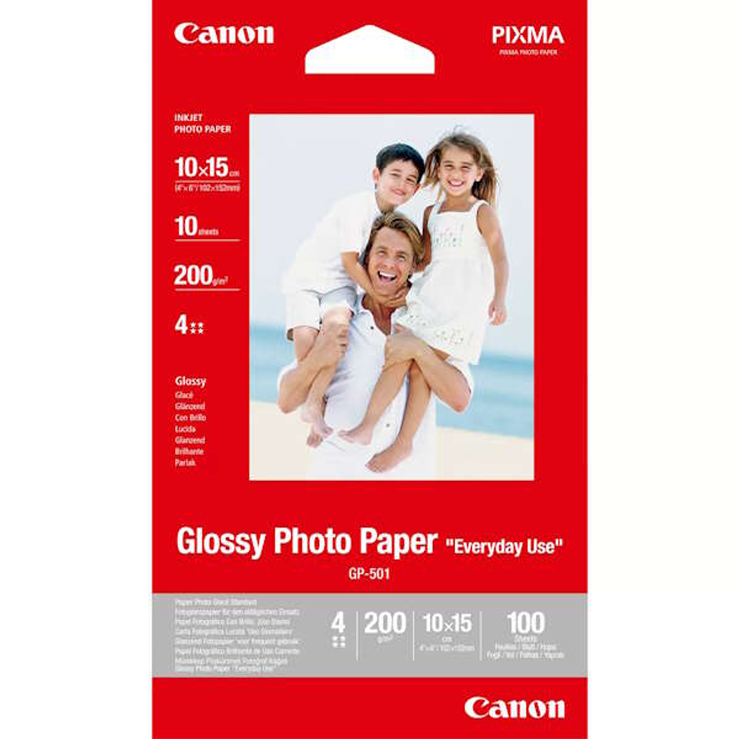 Canon GP-501 Papel Fotografico A6 10x15cm Brillo 200gr 10 Hojas 1