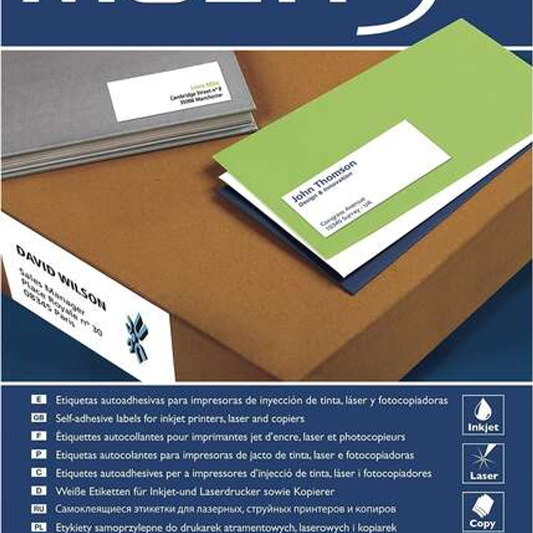 Multi3 Pack de 2700 Etiquetas Blancas Tamaño 70x30mm - 100 Hojas x 27 Etiquetas - Aptas para Imprimir 1