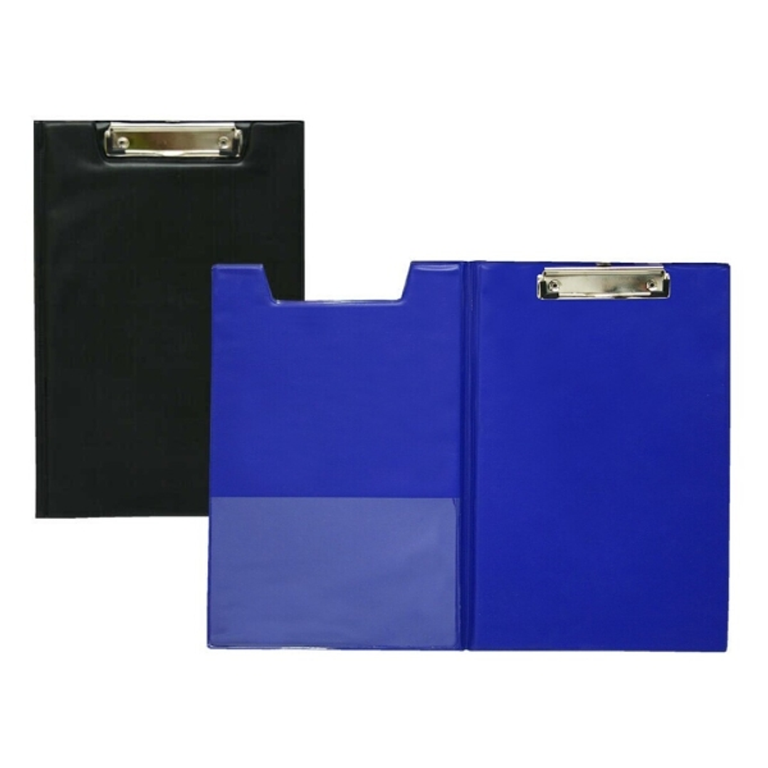 Biskmark Carpeta de PVC con Pinza Superior Metalica - Tamaño Folio - Bolsillo Interior - Colores Azul/Negro Aleatorios 1