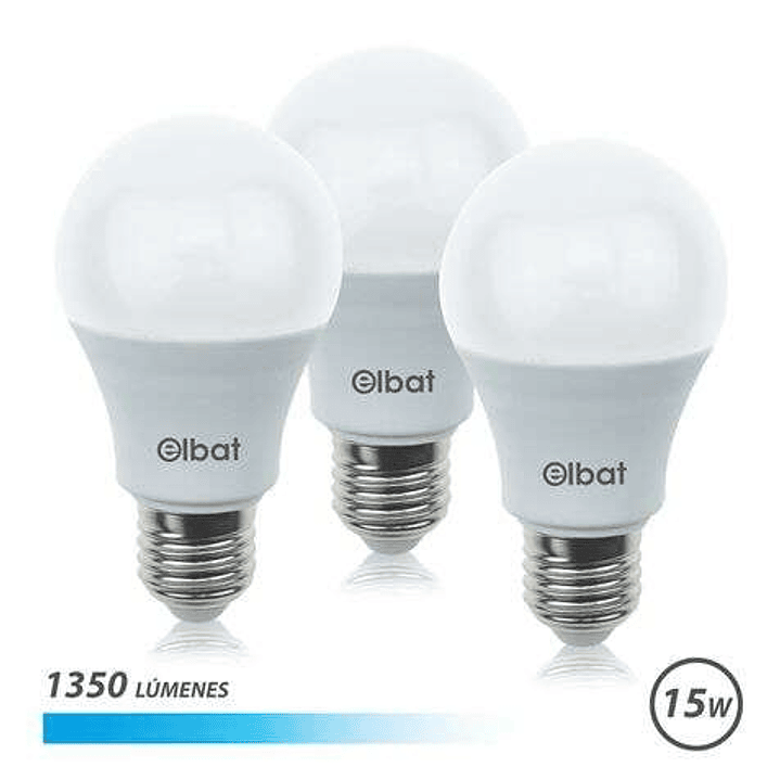 Elbat Pack de 3 Bombillas LED A60 15W E27 1350lm - 6500K Luz Fria 1