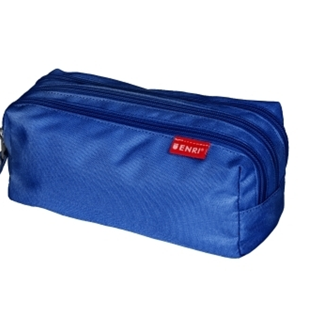 Enri Estuche Portatodo con 3 Compartimentos - Cierres de Cremallera - Fabricado en Poliester - Color Azul 1