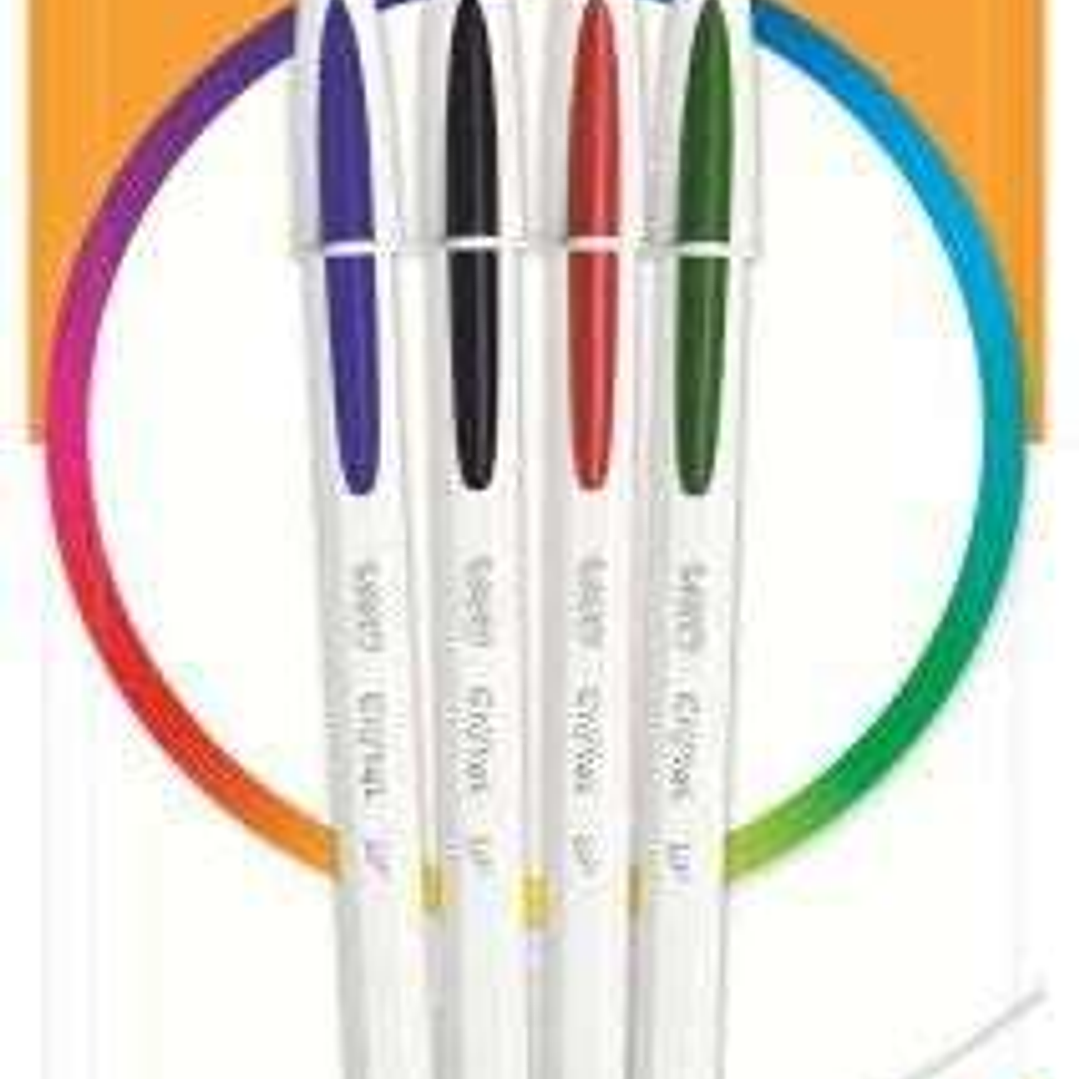 Bic Cristal Up Pack de 4 Boligrafos de Bola - Punta Redonda de 1.2mm - Trazo 0.6mm - Tinta con Base de Aceite - Cuerpo Blanco - Colores Surtidos 1
