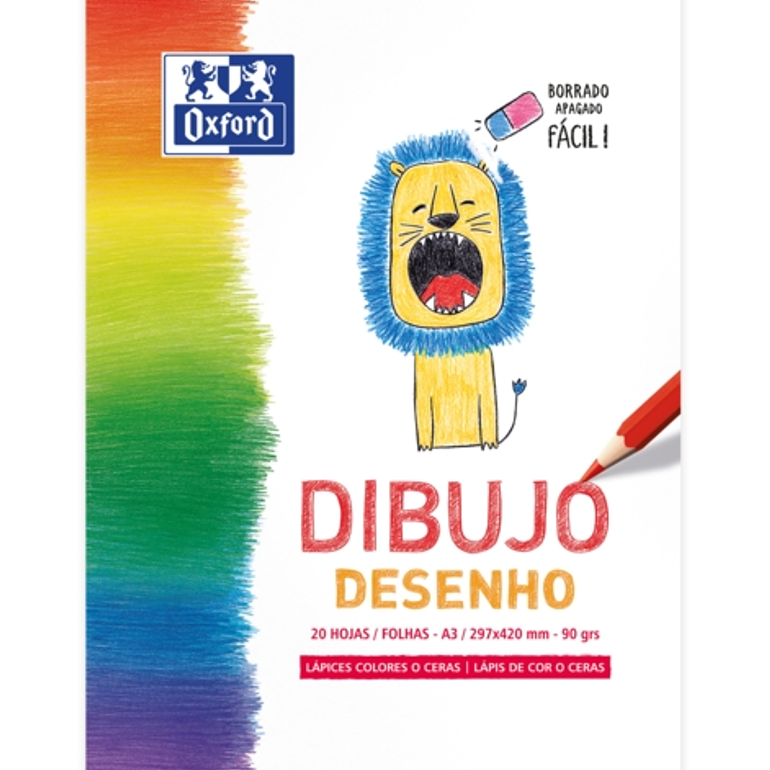 Oxford Dibujo Infantil/Ocio Bloc Encolado A3 - Tapa Blanda/Contratapa Rigida - 20 Hojas 90gr - Ideal para Dibujar y Colorear 1