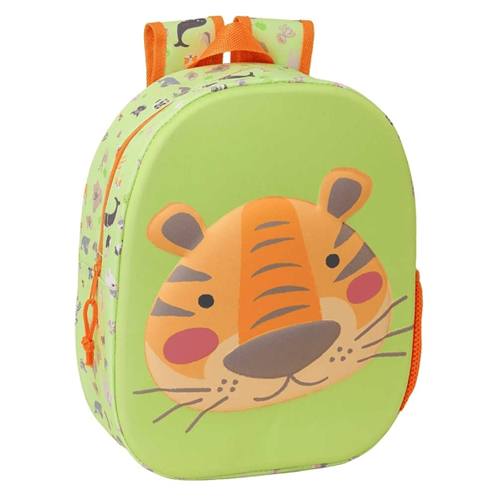 Safta Tiger Mochila 3D de 8.64L - Portabotellas - Tarjeta de Identificacion Personal - Hombreras Acolchadas - 27x33x10cm - Color Verde Claro 1