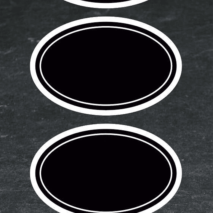 Apli Etiquetas Pizarra Ovaladas 65x41mm - Adhesivo Removible - 2 Hojas (10 Etiquetas) - Escritura con Tiza Liquida o Convencional - Borrado Facil - Id 1