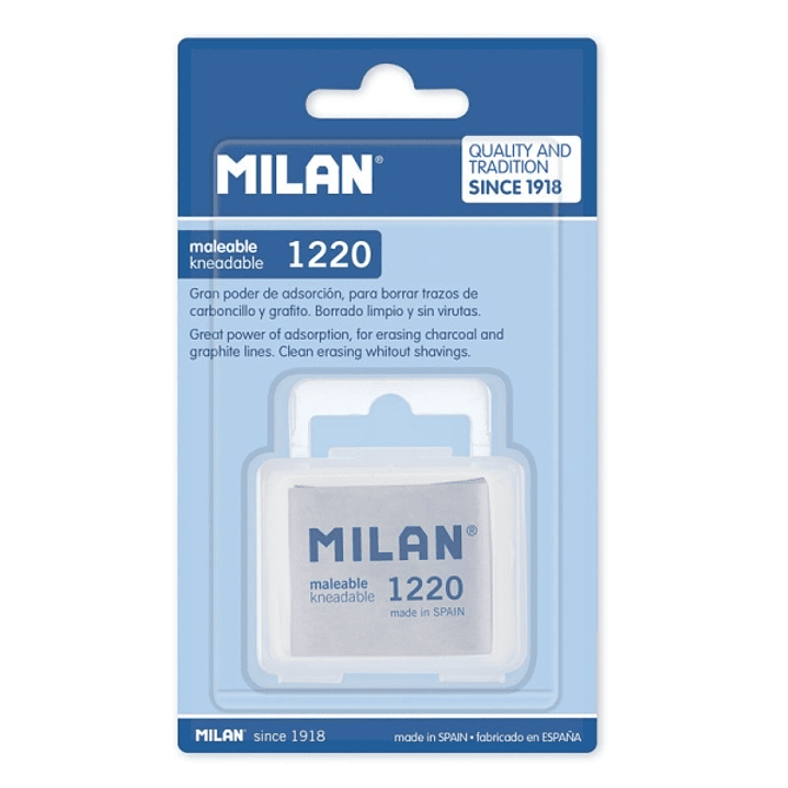 Milan 1220 Goma Maleable para Bellas Artes - Estuche de Plastico - Caucho Sintetico - Color Gris 1