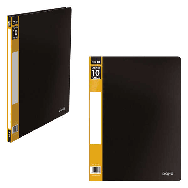 Dohe Carpeta con 10 Fundas A4 - Tapa de Polipropileno Opaco - Bolsillo en Lomo - Fundas Transparentes Soldadas 1
