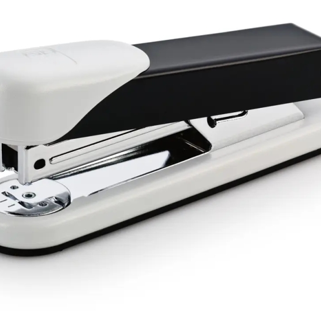 Novus Stabil Grapadora de Sobremesa - Capacidad de grapado 30 Hojas - Grapas 24/6, 26/6 - Grapado Abierto, Cerrado y Clavado - Color Blanco/Negro 1