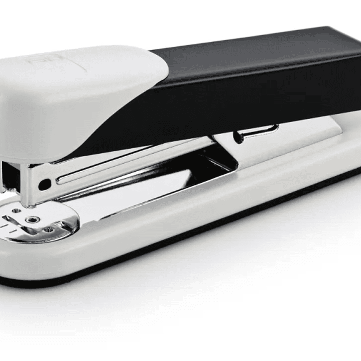 Novus Stabil Grapadora de Sobremesa - Capacidad de grapado 30 Hojas - Grapas 24/6, 26/6 - Grapado Abierto, Cerrado y Clavado - Color Blanco/Negro 1