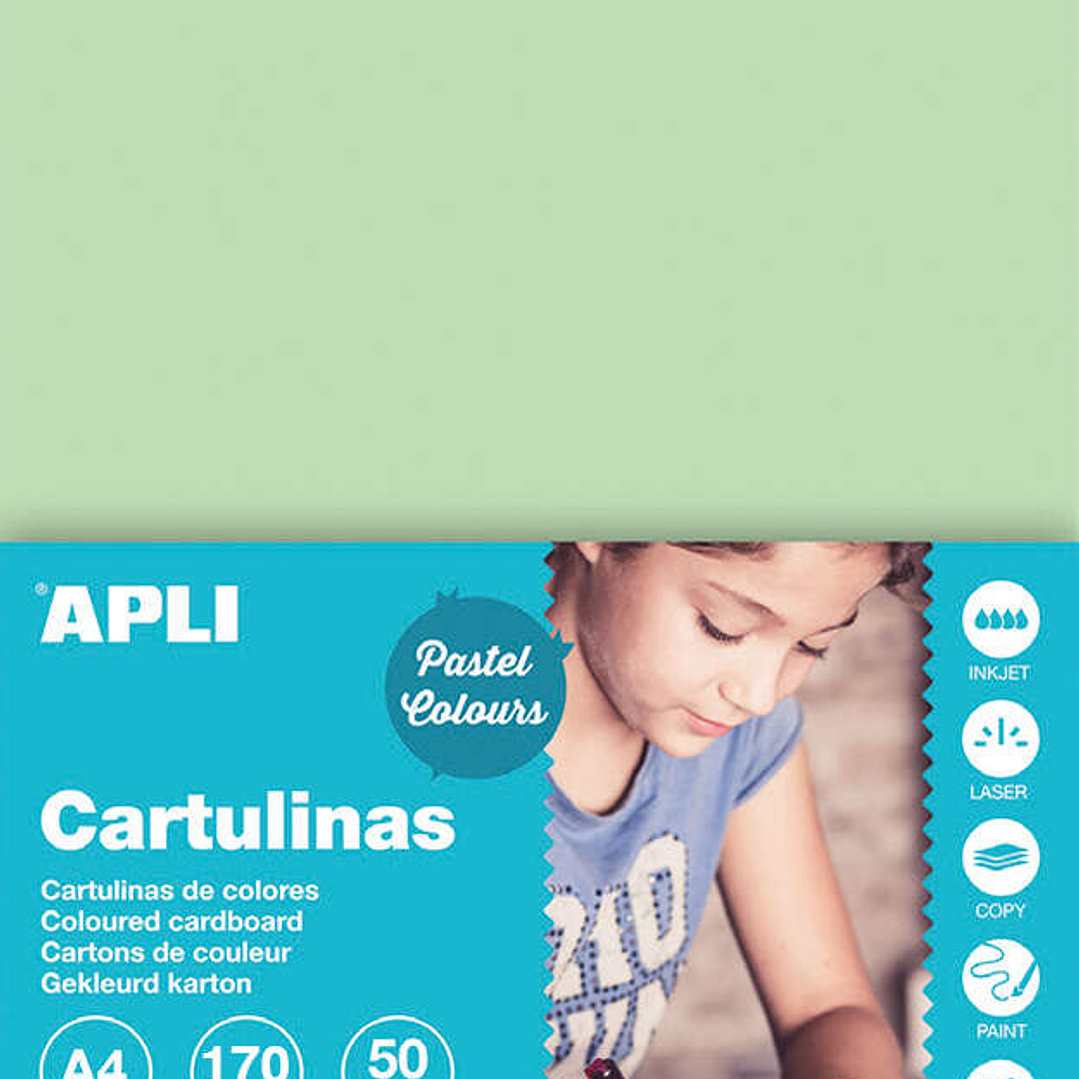 Apli Cartulina Verde Esmeralda A4 170g 50 Hojas 1