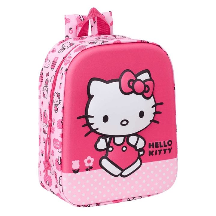Safta Hello Kitty Mochila Guarderia 3D de 6L - Asa de Mano Superior - Asas Regulables y Acolchadas - Cierre de Cremallera - 22x27x10cm - Color Rosa 1