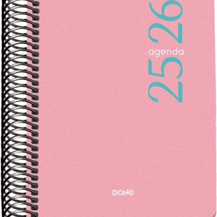 Dohe Esencial Agenda Escolar 25/26 Espiral A6 - Dia Pagina - Papel 70g/m2 - Cubierta en Polipropileno - Color Rosa 1