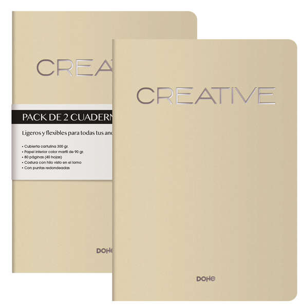 Dohe Creative Cuaderno Notebook A4 40 Hojas Lisas - Papel Ahuesado 90 g/m2 - Tapa en Cartulina 300g/m2 - Color Beige 1