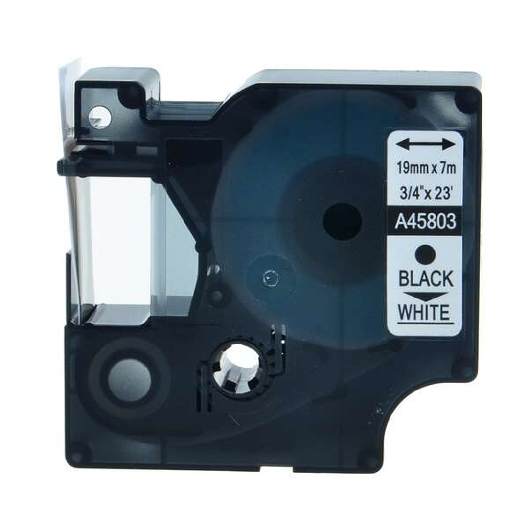 Dymo D1 45803 Cinta de Etiquetas Generica para Rotuladora - Texto negro sobre fondo blanco - Ancho 19mm x 7 metros - Reemplaza S0720830 1