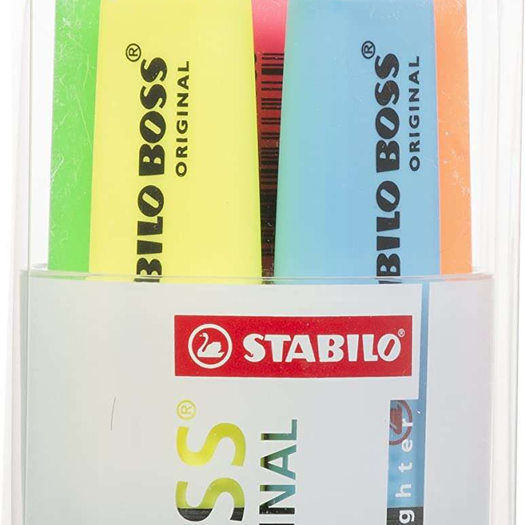Stabilo Boss 70 Pack de 6 Marcadores Fluorescentes - Practico Cubilete de Escritorio - Trazo entre 2 y 5mm - Recargable - Tinta con Base de Agua - Col 1