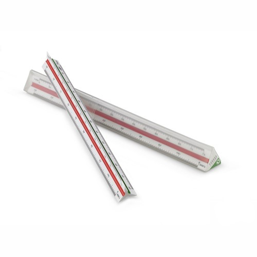 Faibo Regla Escala de Reduccion de 30cm - Escala 1:100, 1:200, 1:250, 1:300, 1:400, 1:500 - 3 Ranuras de Color 1