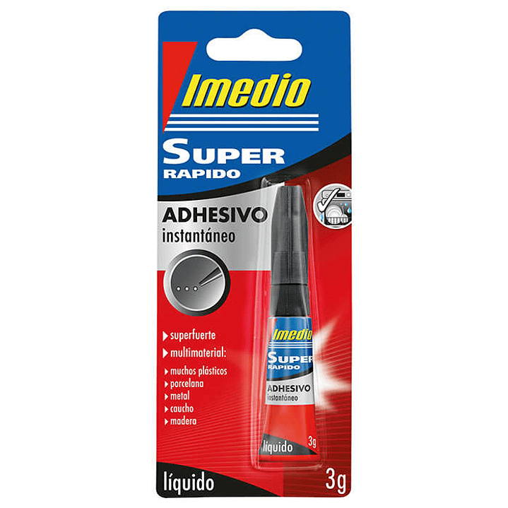 Imedio Super Rapido Pegamento Instantaneo 3gr - Superrapido y Extrafuerte - Ideal para Pegar Pequeñas Superficies - Multimaterial - Transparente 1
