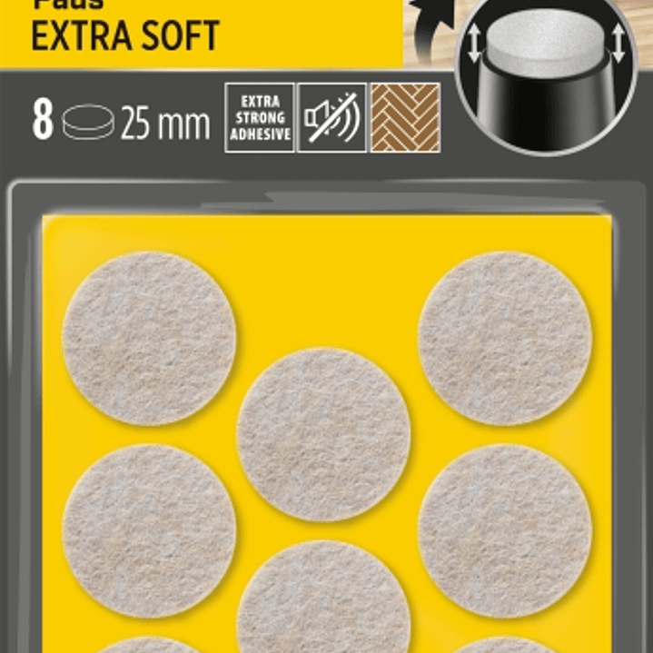 Scotch Pack de 8 Almohadillas de Fieltro Adhesivas - Extra Suaves - Diametro de 25mm - Color Beige 1