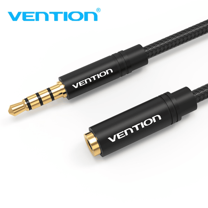Vention BHBBG Cable de Extension de Audio - Estereo - Contactos Bañados en Oro - Diametro 3.5 mm - Color Negro 1