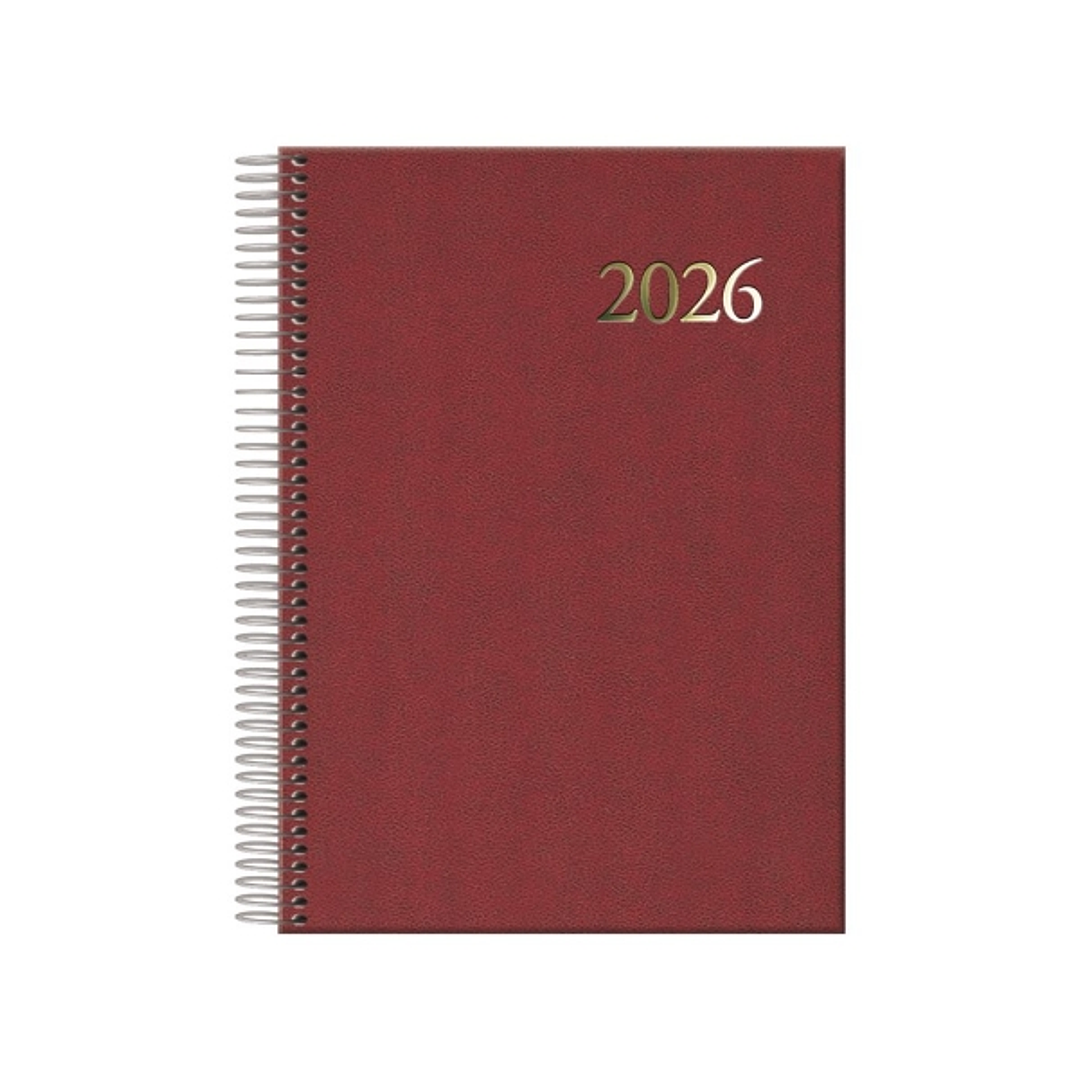 Dohe Segovia Agenda Anual Espiral - Dia Pagina - Sabado y Domingo misma Pagina - Tamaño 14x20cm - Color Burdeos 1