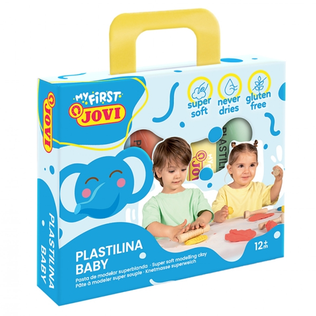 Jovi My First Plastilina Estuche de 4 Pastillas de Plastilina 38gr - Super Blanda - Estimula Creatividad y Sensibilidad Tactil - Fortalece Musculos de 1