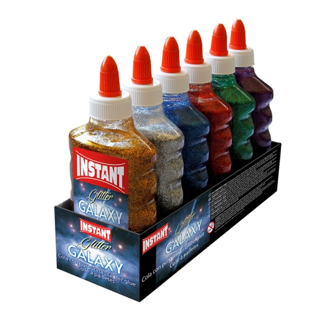 Instant Glitter Galaxy Cola con Purpurina 180ml - Apto para Uso Infantil y/o Domestico - Sin Disolventes - Colores Metalicos Surtidos 1