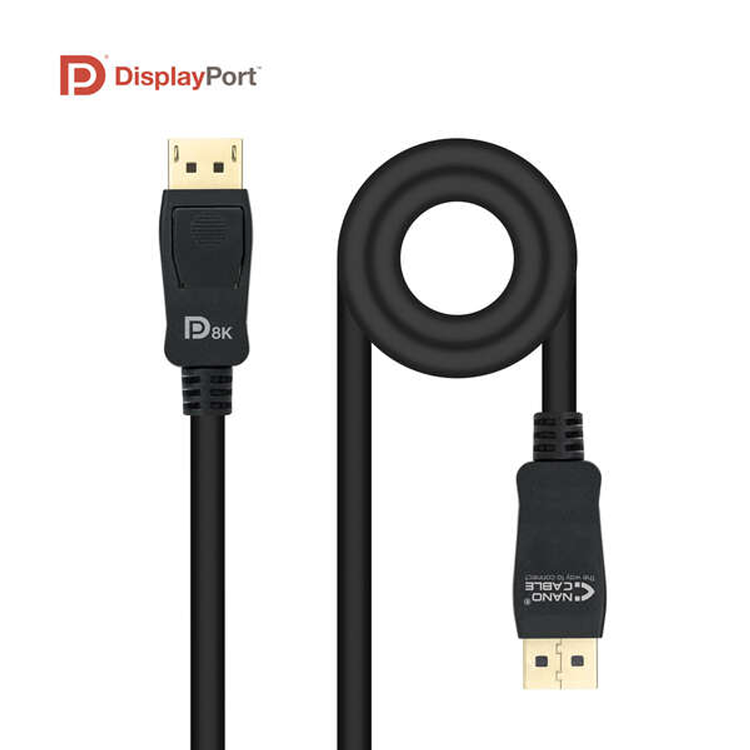 Nanocable Cable Displayport 1.4 Certif. Vesa DP/M-DP/M 1.5m - Color Negro 1