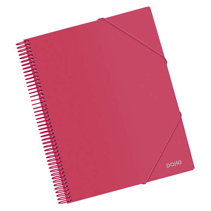 Dohe Carpeta con 20 Fundas Tamaño A4 - Tapa de Polipropileno Opaco de 800 Micras - Fundas Transparentes de 80 Micras - Espiral de Plastico de Color -  1