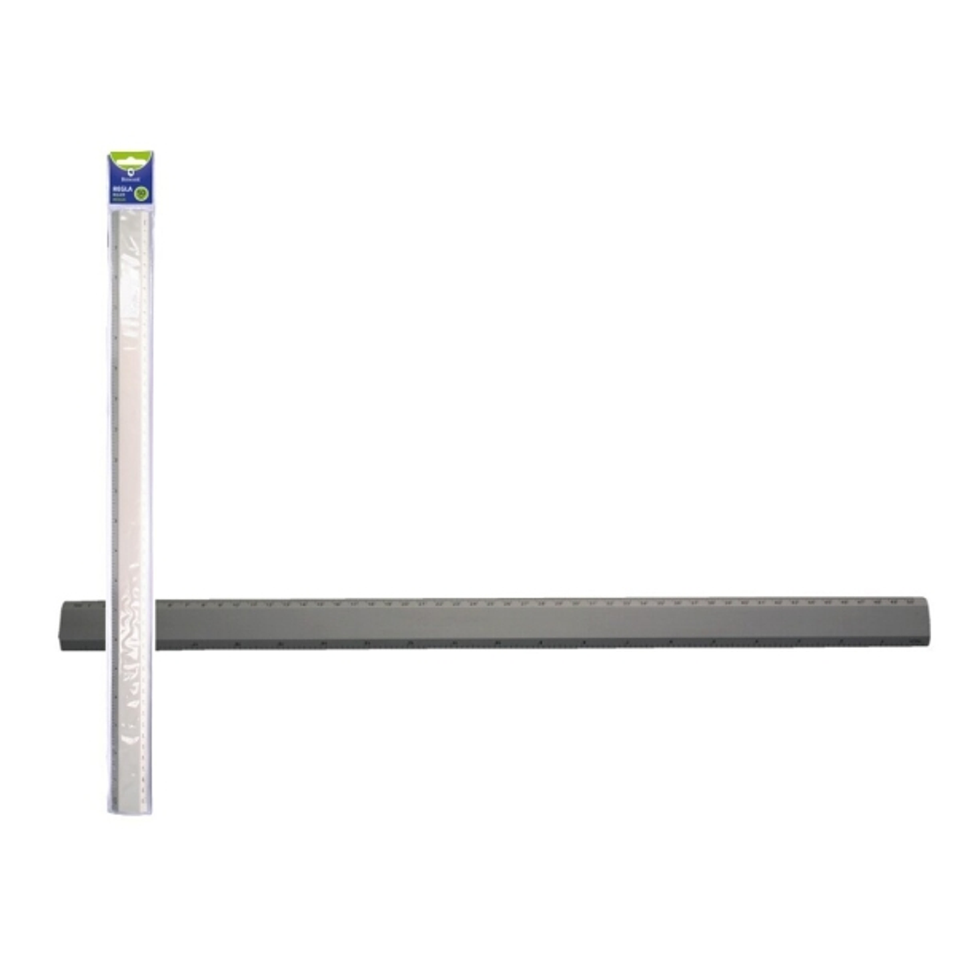 Bismark Regla Milimetrada 50cm - Fabricada en Aluminio - Con Bisel para las Lineas a Tinta - Color Aluminio 1