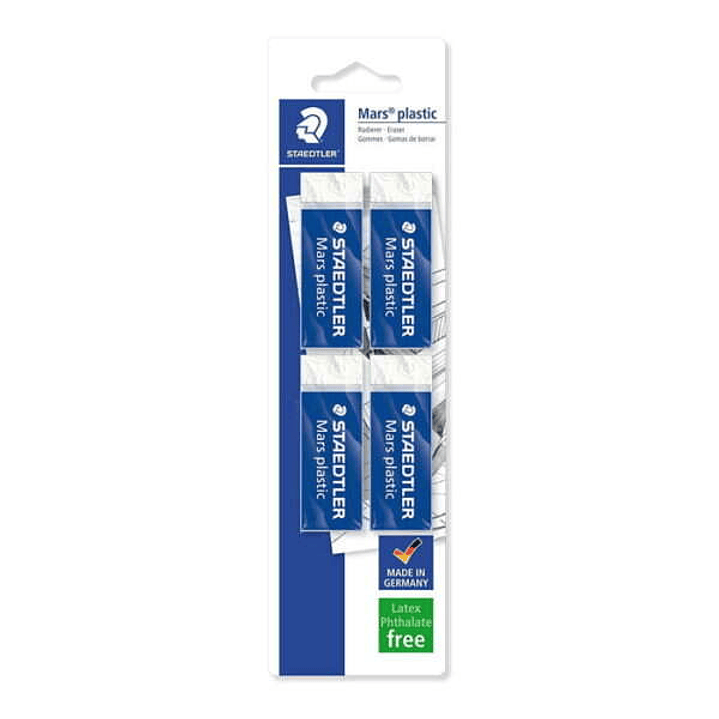 Staedtler Mars Plastic 526 50 Pack de 4 Gomas de Borrar - Plastico - Alta Precision - Color Blanco 1
