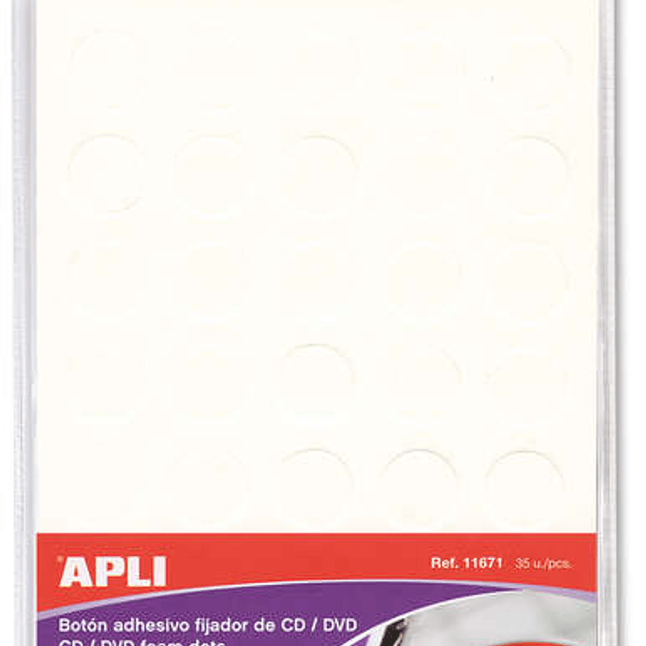 Apli Boton Fijador Blanco para CD/DVD 35 U. 1