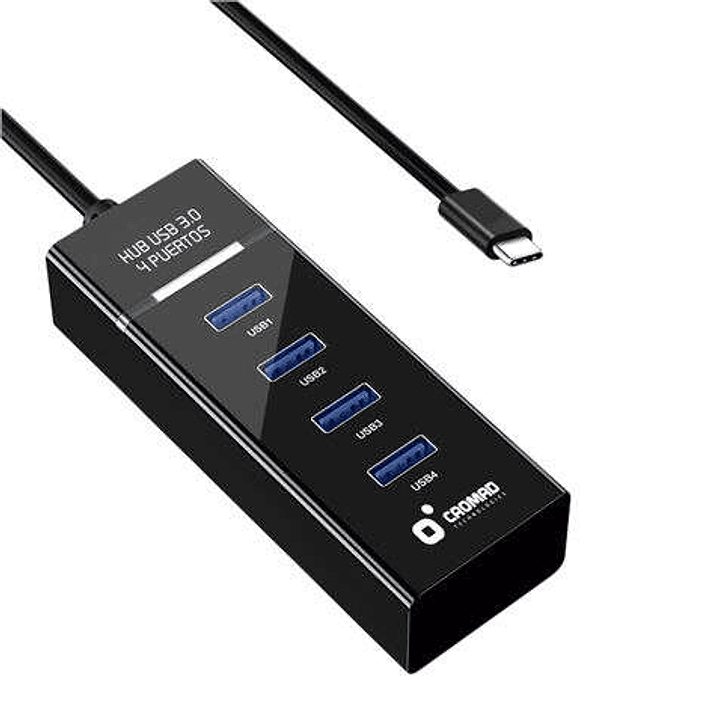 Cromad Cable USB Tipo C - Longitud 30cm - Velocidad de Transferencia 5Gbps - 4 Puertos USB 3.0 - No Requiere Instalacion - Compatible con Todos los Si 1