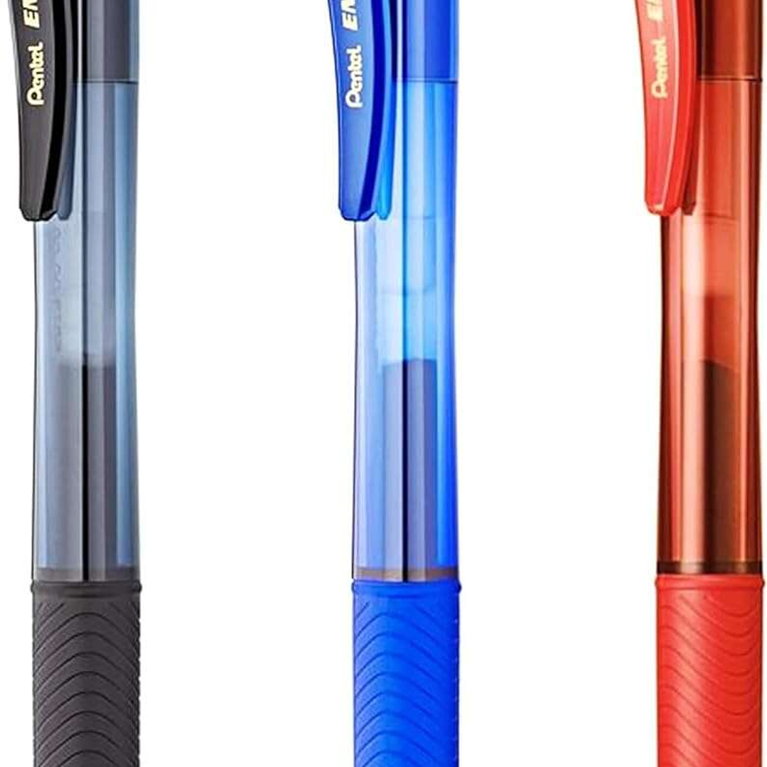 Pentel EnerGel X Pack de 3 Boligrafos de Bola Retractiles Tinta Gel - Punta 0.7mm - Trazo 0.35mm - Recargable - Grip de Agarre - 50% de Materiales Rec 1