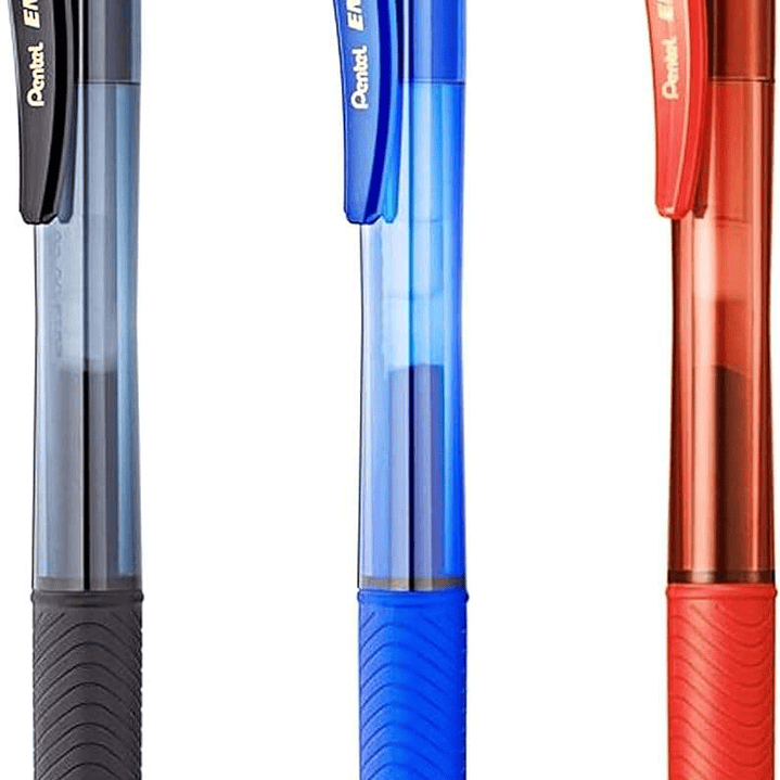 Pentel EnerGel X Pack de 3 Boligrafos de Bola Retractiles Tinta Gel - Punta 0.7mm - Trazo 0.35mm - Recargable - Grip de Agarre - 50% de Materiales Rec 1