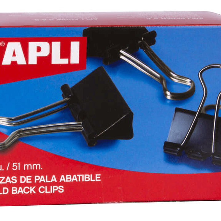 Apli Pinzas Abatibles 30x51mm - Acero Templado Negro - Asas Niquel - 12 Unidades - Sujecion Hasta 220 Hojas 1