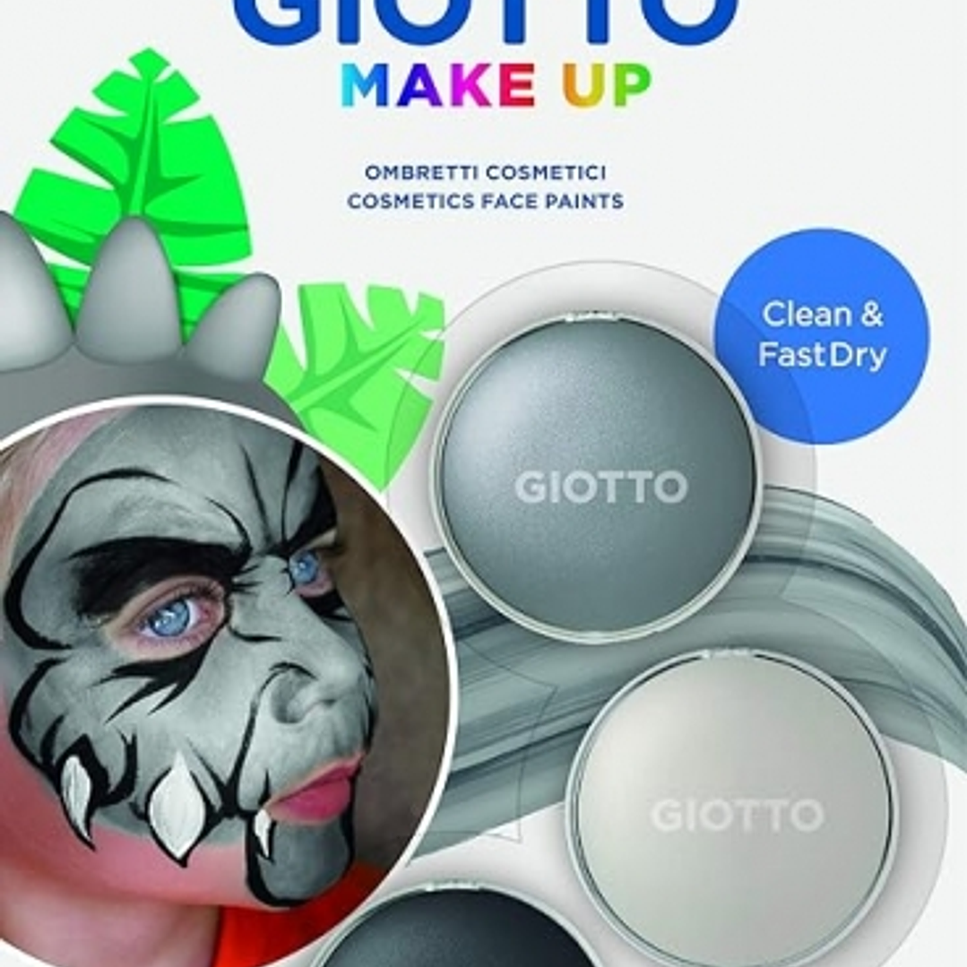 Giotto Make Up Dinosaur Pack con 3 Maquillajes Faciales de Tematica Dinosaurio - Se Lava con Agua - Dermatologicamente Testado - Colores Surtidos 1