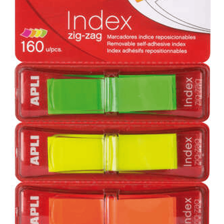 Apli Indices Adhesivos Film Zigzag 45x12mm 4 Dispensadores de 40 Indices - Faciles de Aplicar - Resistentes - Removibles - Colores Fluorescentes - Mul 1