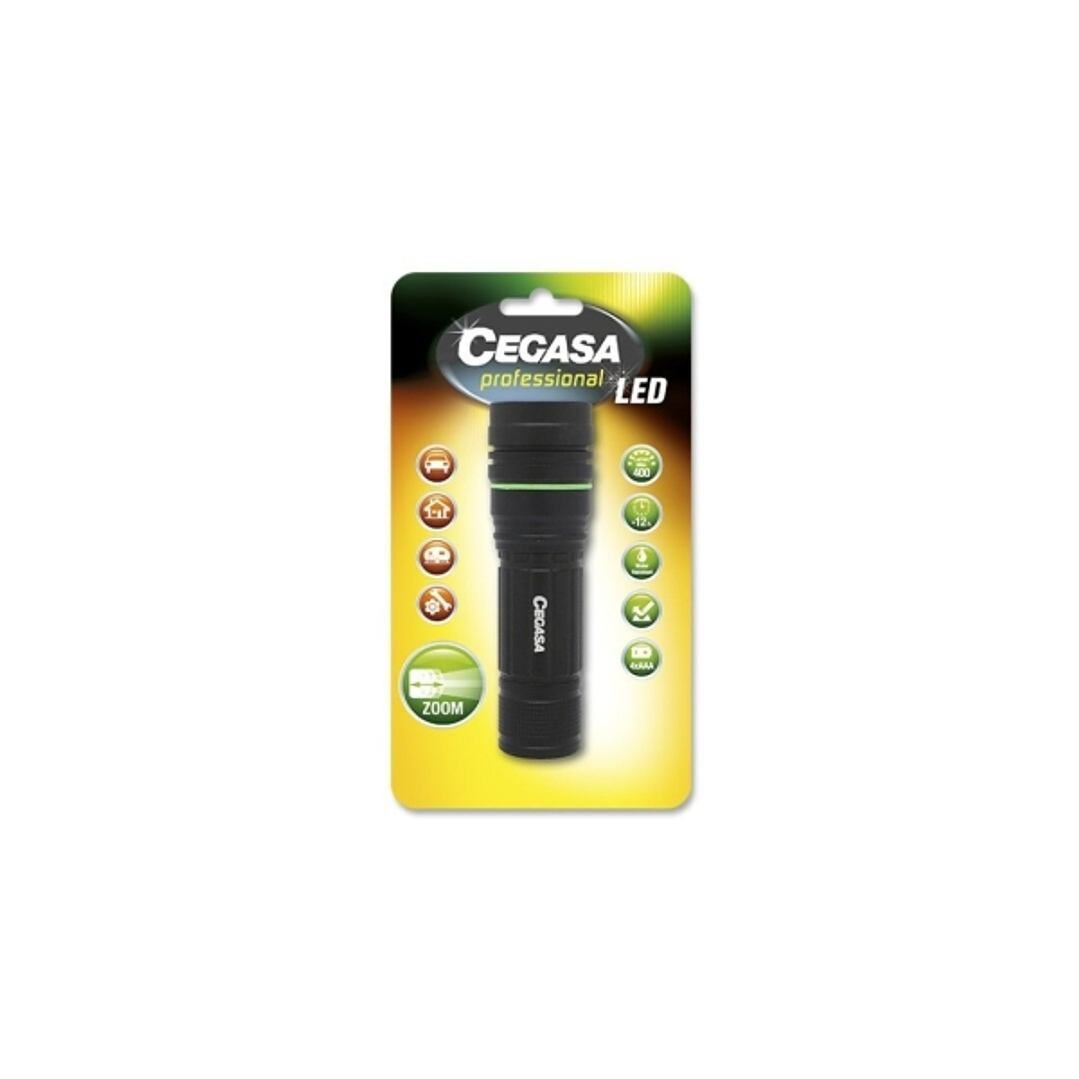 Cegasa Profesional Linterna LED 400lm - Medidas 12 x 4cm - Fabricada en Aluminio - Funciona con 4 Pilas AAA (No Incluidas) 1