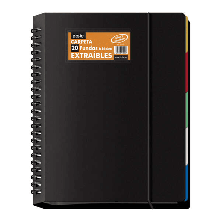 Dohe Carpetas con Fundas en Tamaño Din A4 - Tapa de Polipropileno Opaco - Fundas Transparentes Extraibles de 23 Perforaciones - Bolsa Individual 1