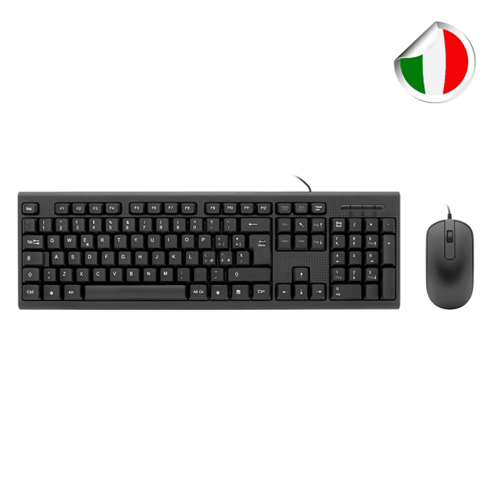 Coolbox COO-KTR-02UIT Pack USB Teclado 105 Teclas - QWERTY Italiano + Raton 3 Botones - Uso Ambidiestro - Color Negro 1