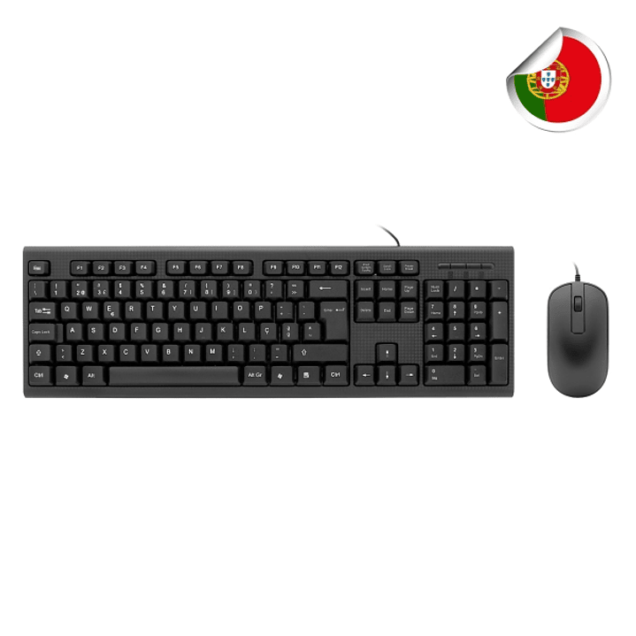 Coolbox COO-KTR-02UPT Pack USB Teclado 105 Teclas - QWERTY Portugues + Raton 3 Botones - Uso Ambidiestro - Color Negro 1