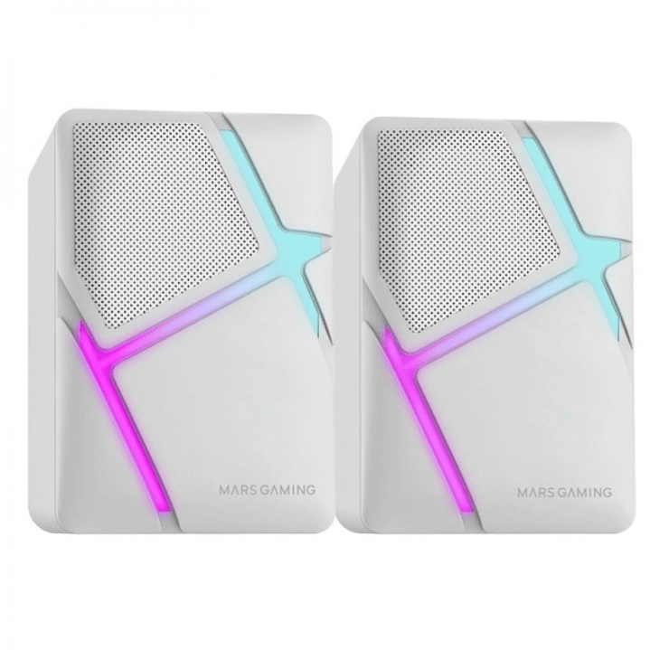 Mars Gaming MS-H Altavoces Compactos - Sonido Envolvente 10W - Iluminacion RGB Flow - Drivers Invertidos - Conexion Jack y USB - Control de Volumen Fa 1