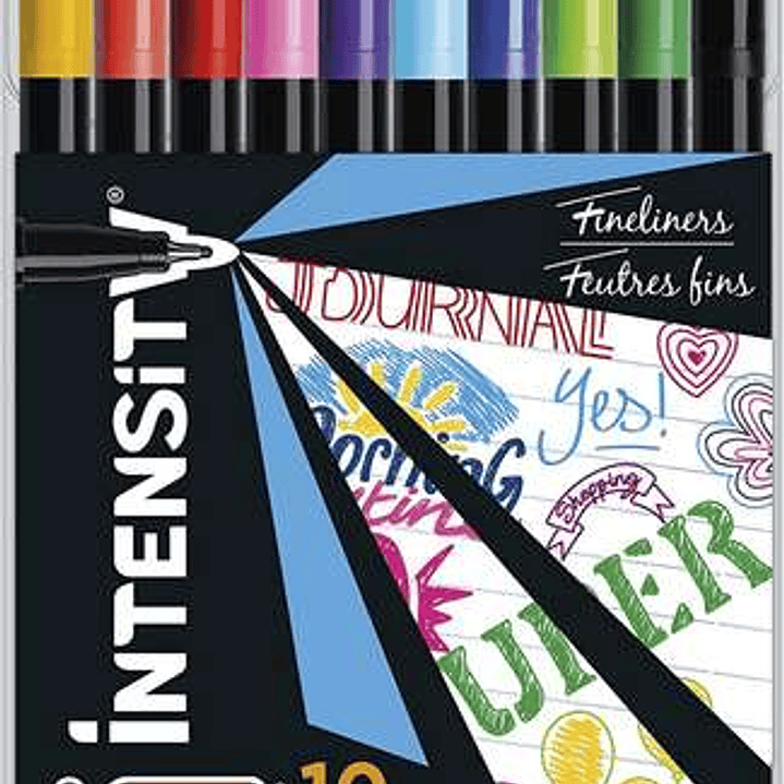 Bic Intensity Fine Pack de 10 Rotuladores - Punta Fina de 0.8mm - Trazo de 0.4mm - Tinta con Base de Agua - Colores Surtidos 1
