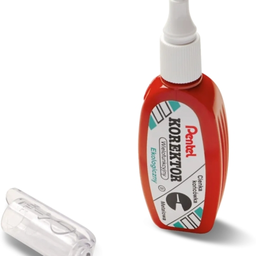 Pentel Boligrafo Corrector 4.2ml - Correccion Precisa, Limpia y Facil - Secado Rapido - Punta de Valvula Metalica - Cuerpo Color Rojo 1