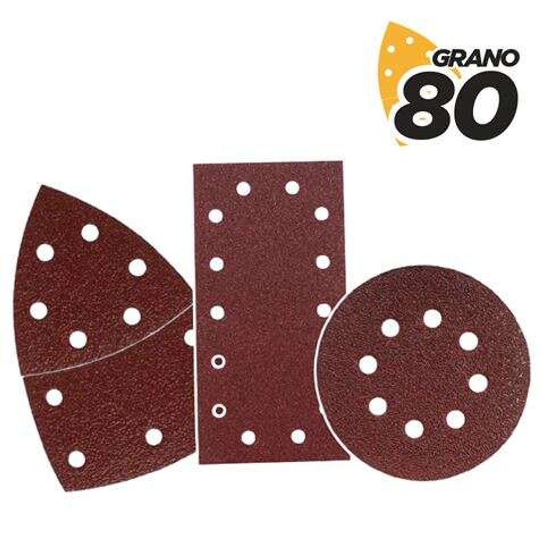 Blim Pack de 9 Lijas con Velcro para Lijadora BL0151 - Grano 80 - 3 Formatos 1