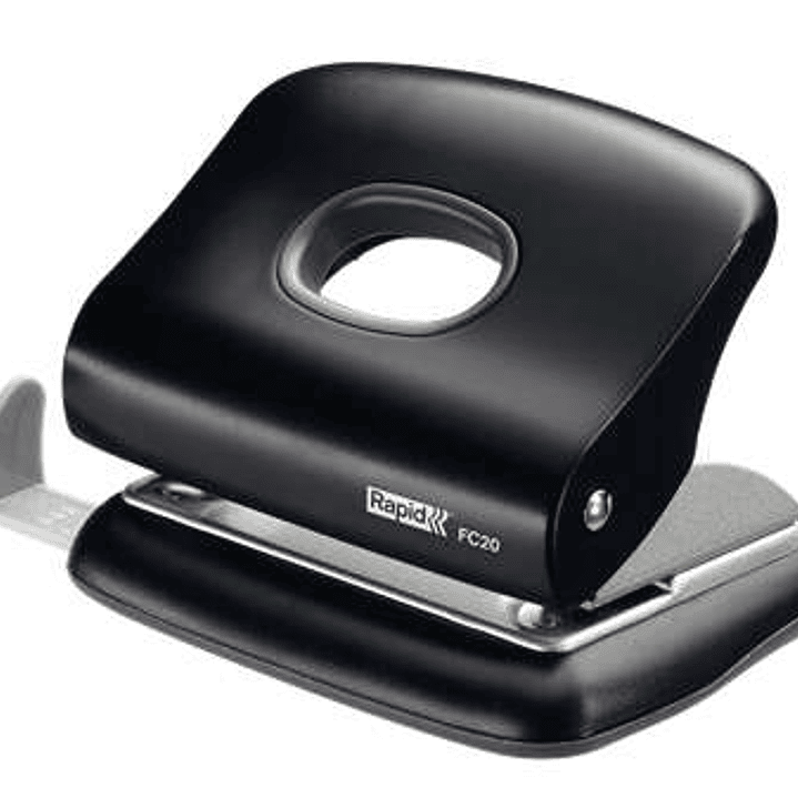 Rapid FC20 Taladro Perforador - Hasta 20 Hojas - Facil Vaciado - Punzones 5.5mm - Color Negro 1