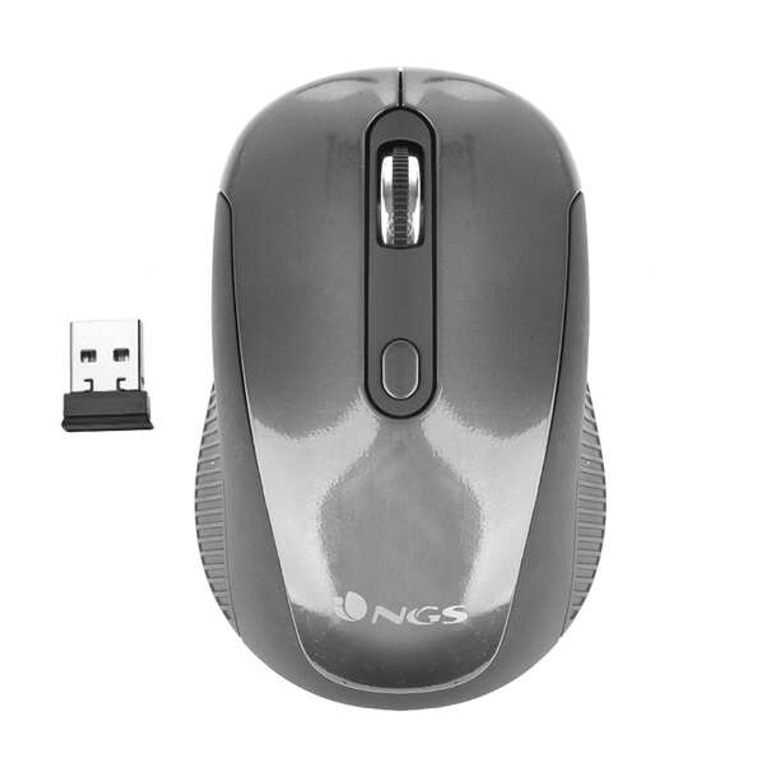NGS Haze Raton Inalambrico USB 1600dpi - 3 Botones - Uso Ambidiestro - Color Gris/Negro 1