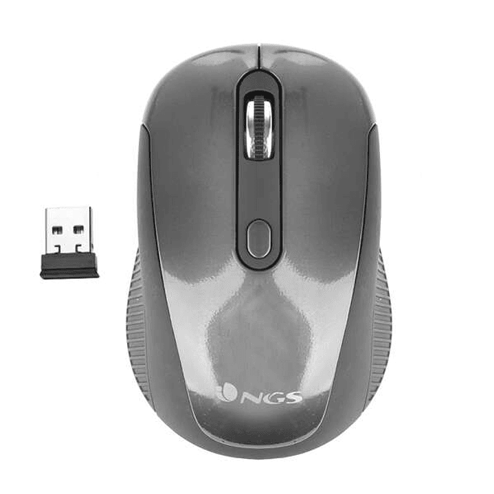 NGS Haze Raton Inalambrico USB 1600dpi - 3 Botones - Uso Ambidiestro - Color Gris/Negro 1